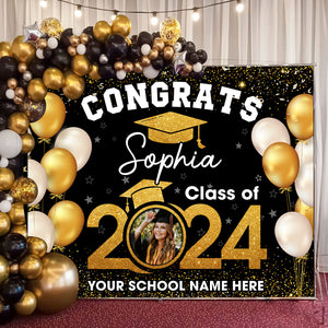 Congrats Class of 2024 Custom Graduation Party Backdrop - Personalized Custom Graduation Backdrop