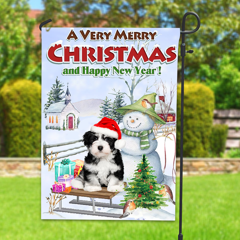 A Very Merry Christmas And Happy New Year - Custom Photo Flag - Christmas Gift, Gift For Pet Lover
