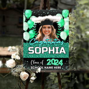 Custom Congratulations Class Of 2024 - Graduation Party Welcome Sign - Custom Photo Grad Party Sign - Personalized Graduation Decoration - Graduation Sign