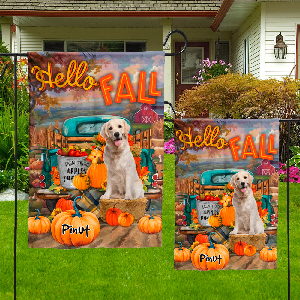 Personalized Welcome Garden Flag, Happy Fall Y'all Thankgivings with Custom Name