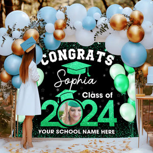 Congrats Class of 2024 Custom Graduation Party Backdrop - Personalized Custom Graduation Backdrop
