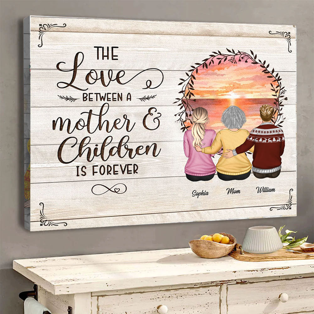 Mother and Children Love - Personalized Canvas - Gift For Pet Lover, Family Decor