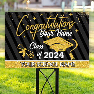 Congratulations Class Of 2024 - Custom Graduation Lawn Sign, Yard Sign, Graduation Gift