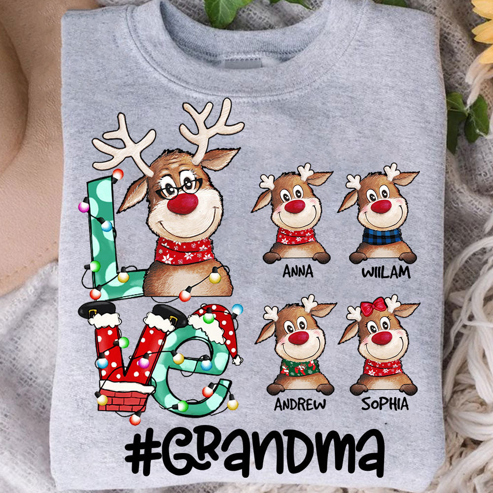 Christmas Gift For Grandma Reindeer - Custom Appearance And Name - Personalized Sweatshirt - Family Gift