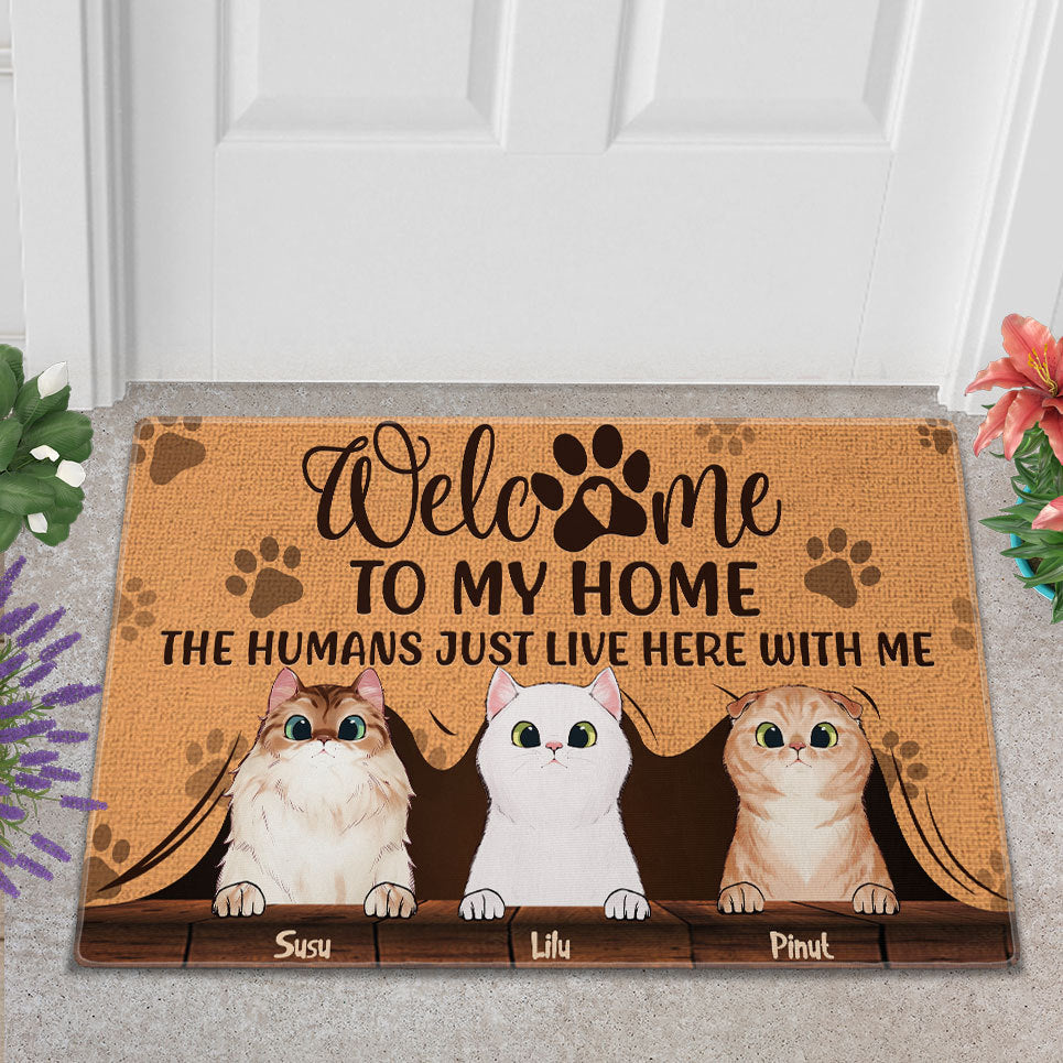 Welcome To My Home - Cutie Puppy and Kitty DoorMats - Cats Personalized Doormat