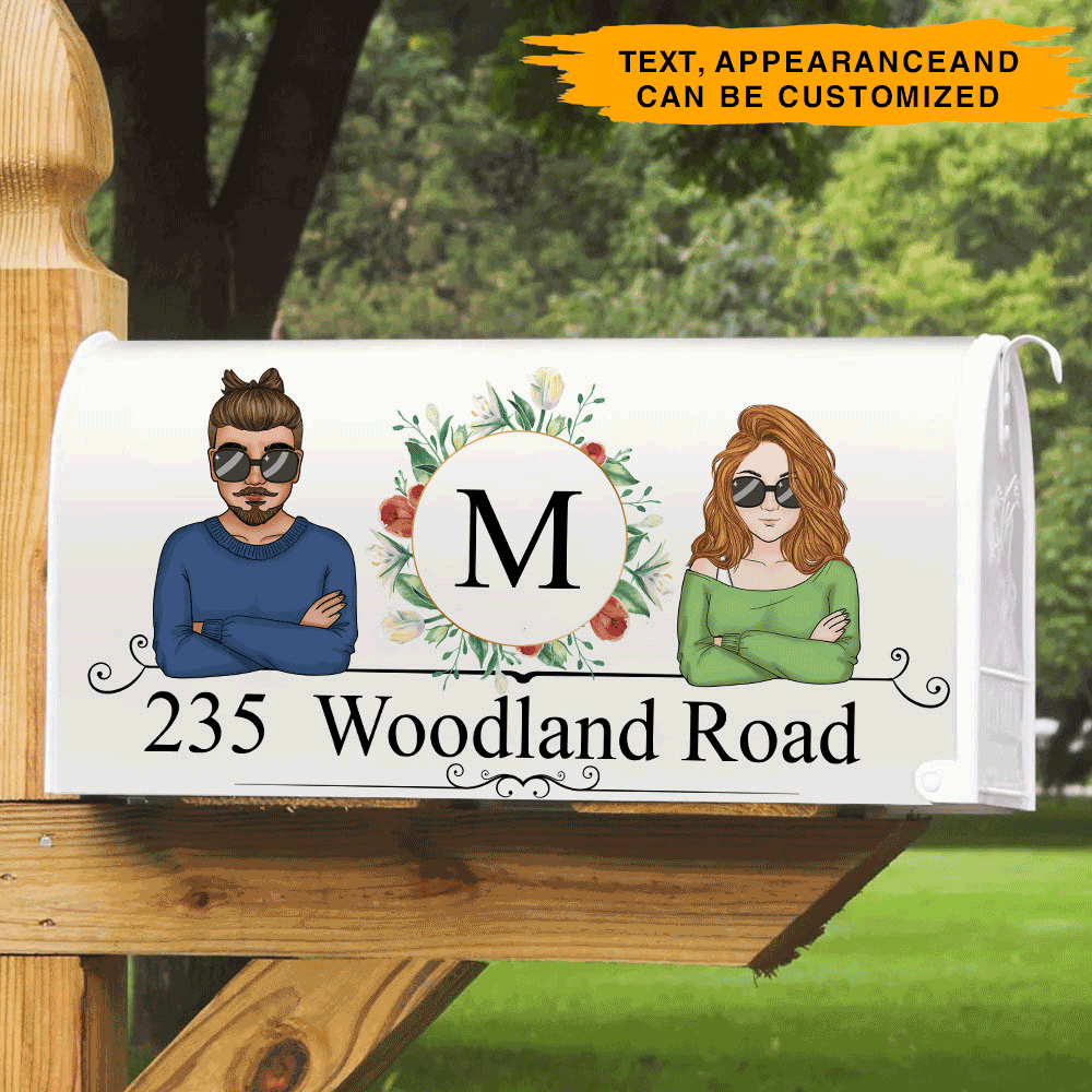 Personalized Mailbox Cover, Man & Woman, Name Letters, Best Gift For Family