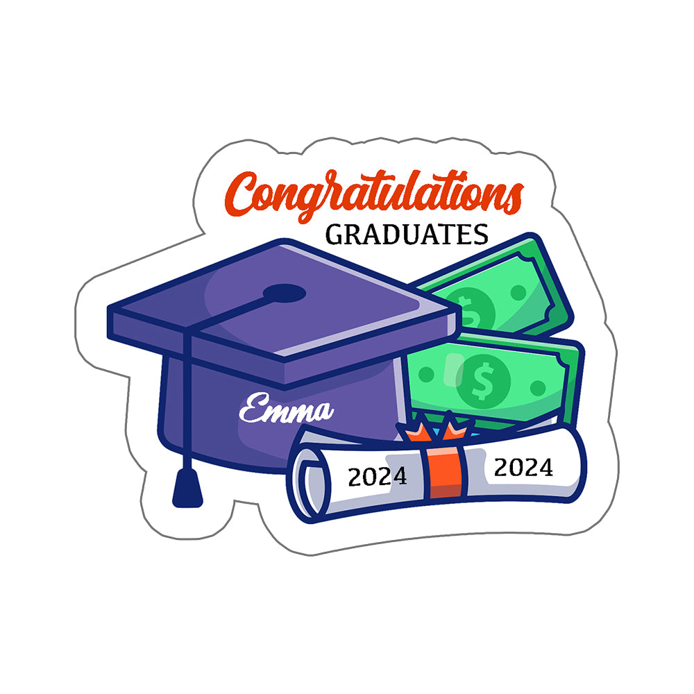 Congratulations Graduates - Custom Name And Year - Personalized Sticker, Gift For Graduation