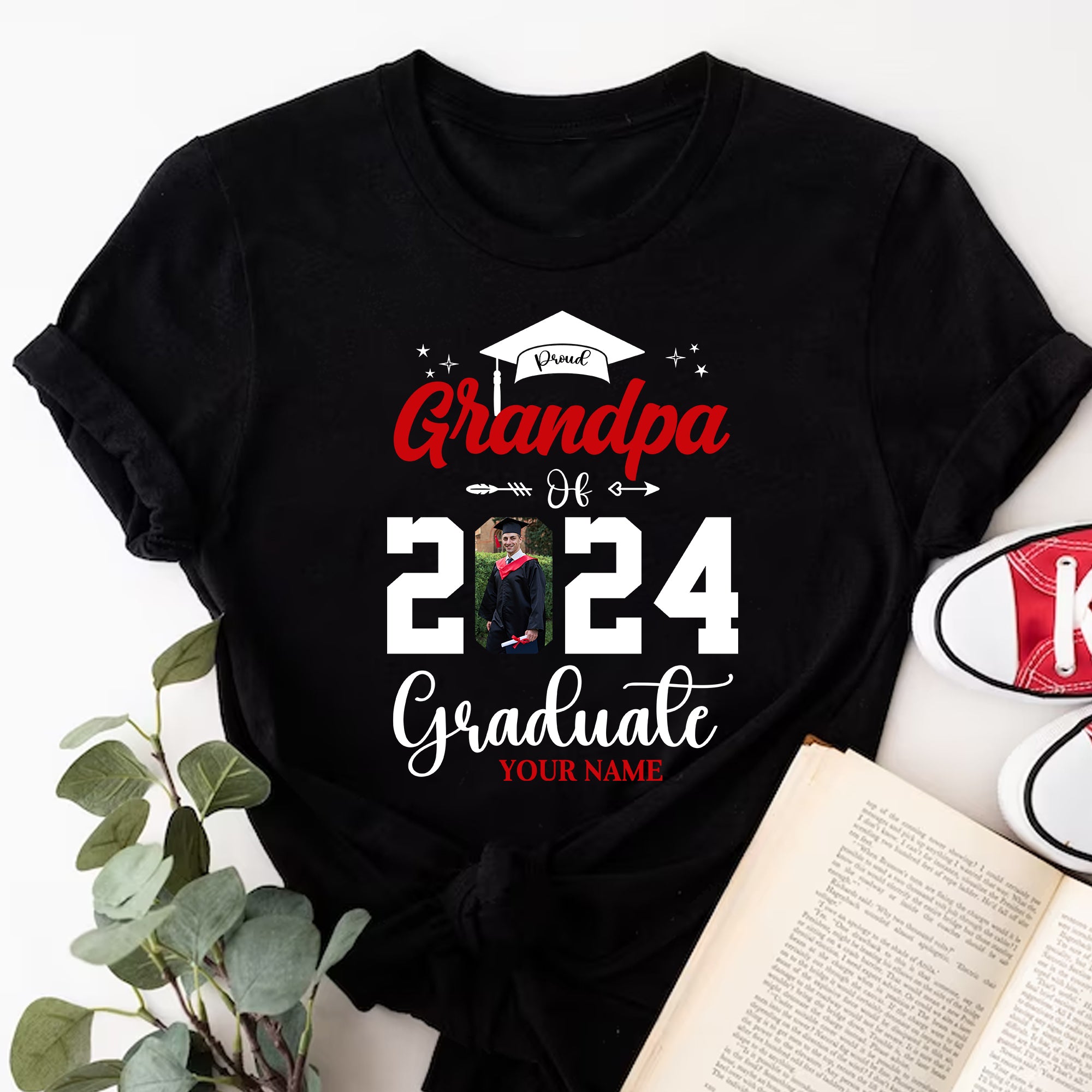 Proud Of Class 2024 Graduate, Custom Photo And Texts - Gift For Graduation - Personalized T-Shirt