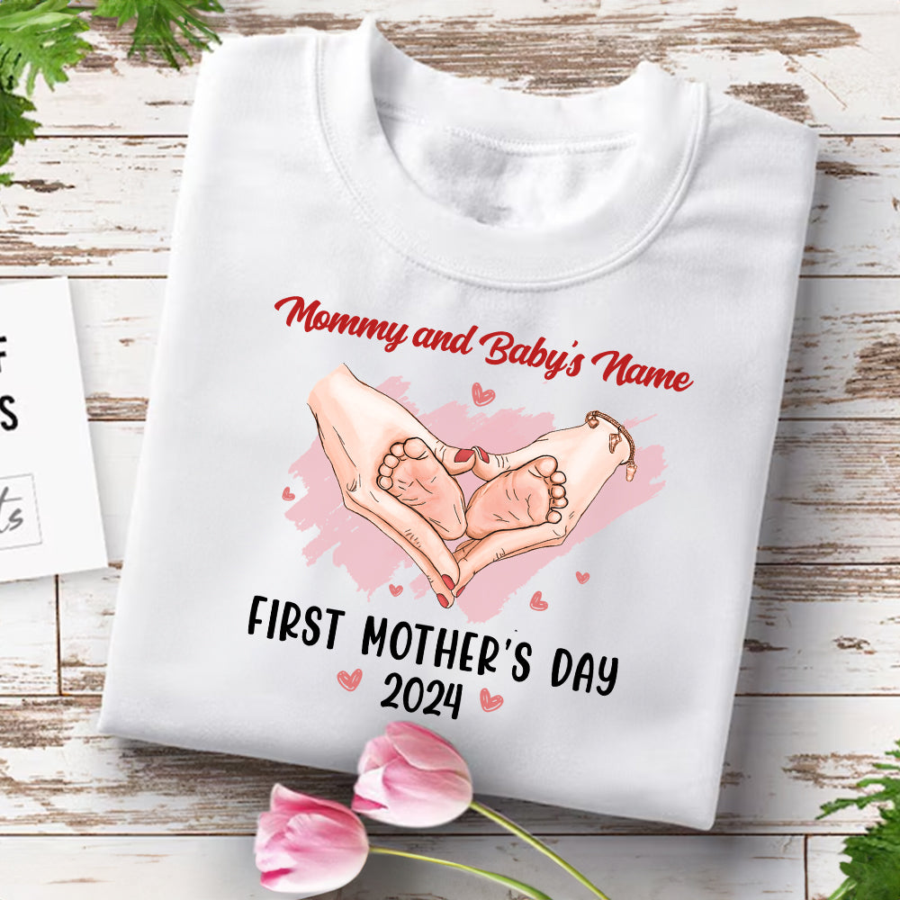 Happy First Mother's Day - Custom Mom And Baby Skin, Custom Texts - Personalized T-Shirt - Family Gift, Mother's Day Gift