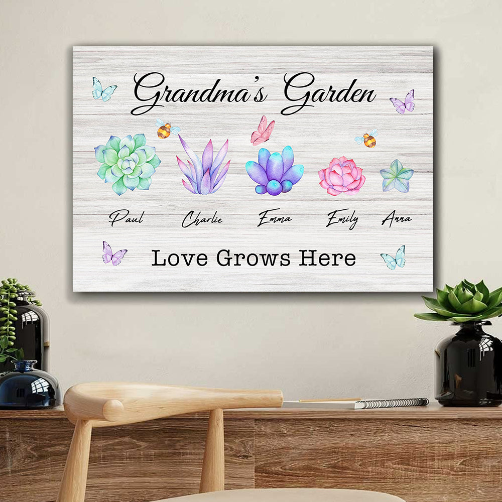 Love Grows Here - Personalized Canvas Poster, Gift For Family