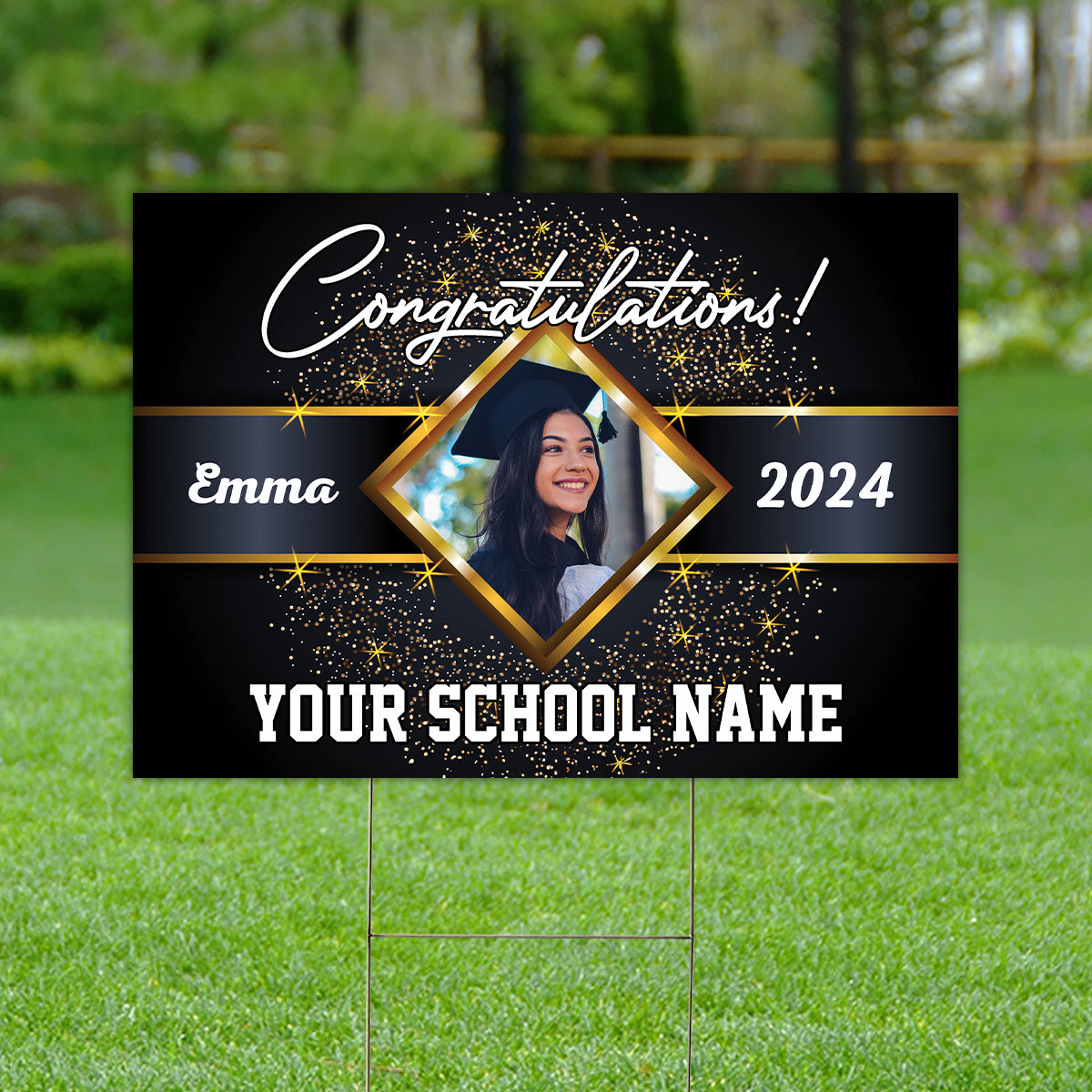 Congratulations, Custom School Name, Your Name, Year And Photo, Personalized Lawn Sign, Yard Sign, Gift For Graduation