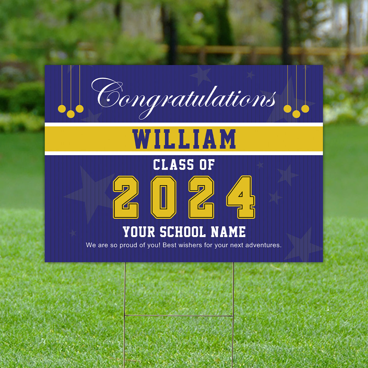 Congrats Class Of 2024, Custom Background And Texts - Personalized Lawn Sign, Yard Sign, Graduation Gift, College Graduation, Multiple Color