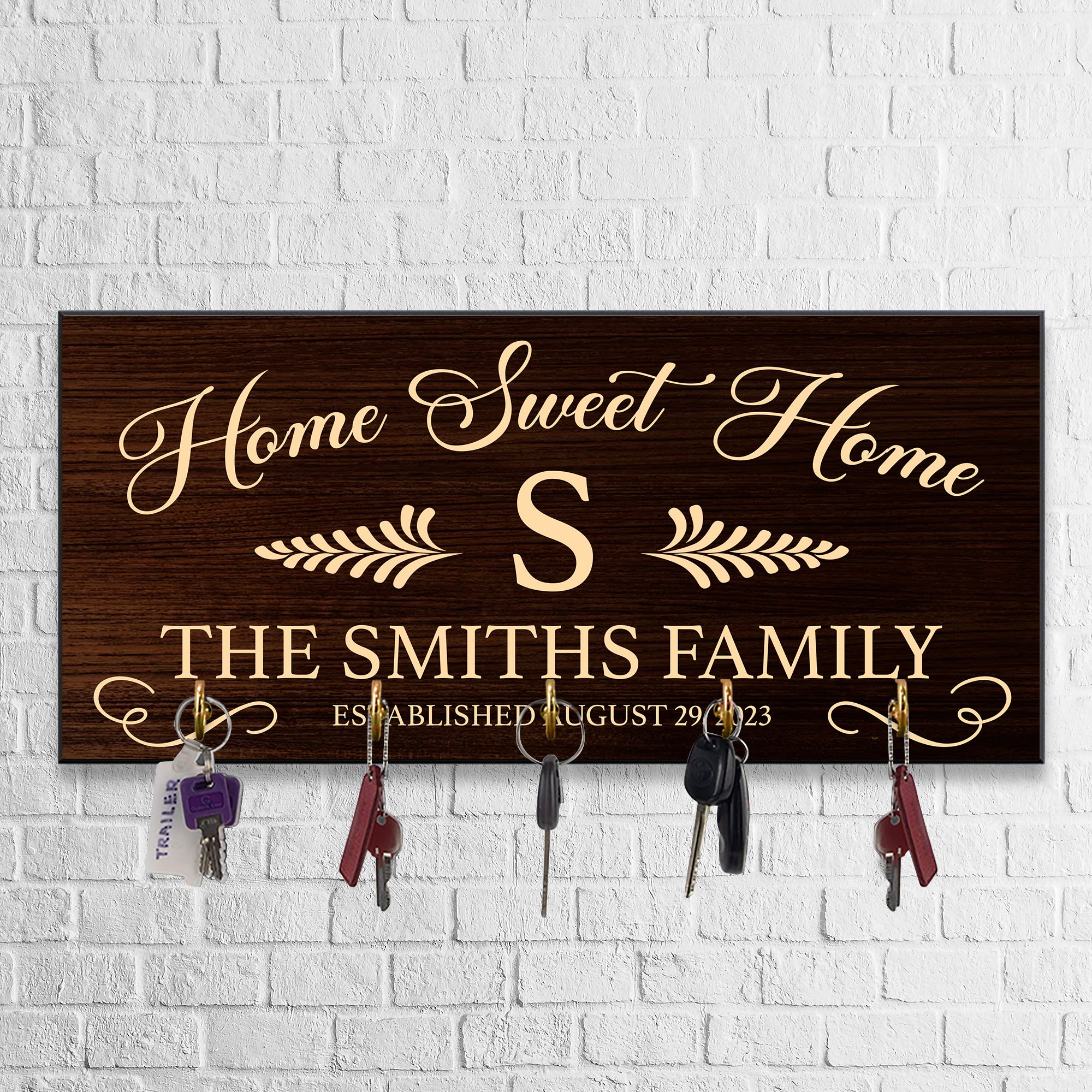 Home Sweet Home - Custom Name - Personalized Key Hanger, Key Holder -Gift For Family