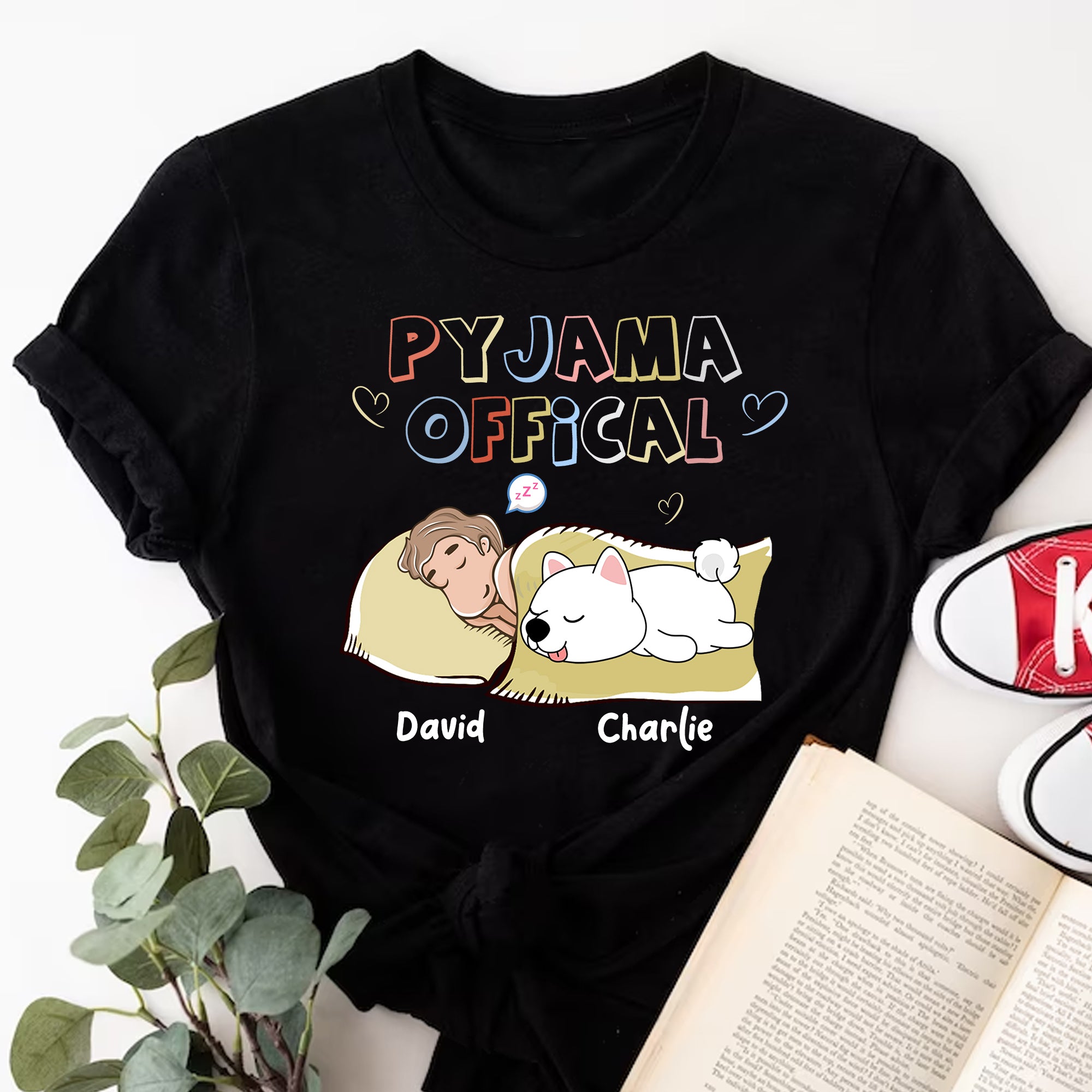 Pyjama Official  - Custom Appearances & Names - Personalized T-Shirt - Family Gift, Pet Lover Gift