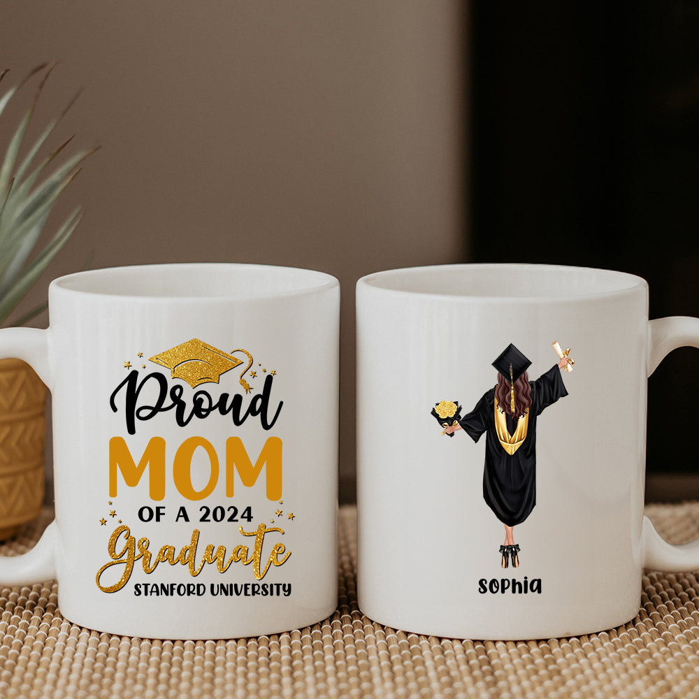 Proud Of 2024 Graduate - Custom Appearance And Texts, Personalized White Mug, Graduation Gift