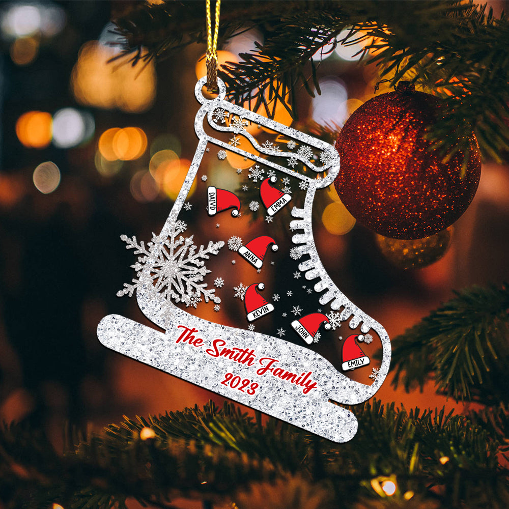 Christmas Ice Skates Family, Personalized Ornament - Christmas Gift For Family - Custom Shaker Ornament