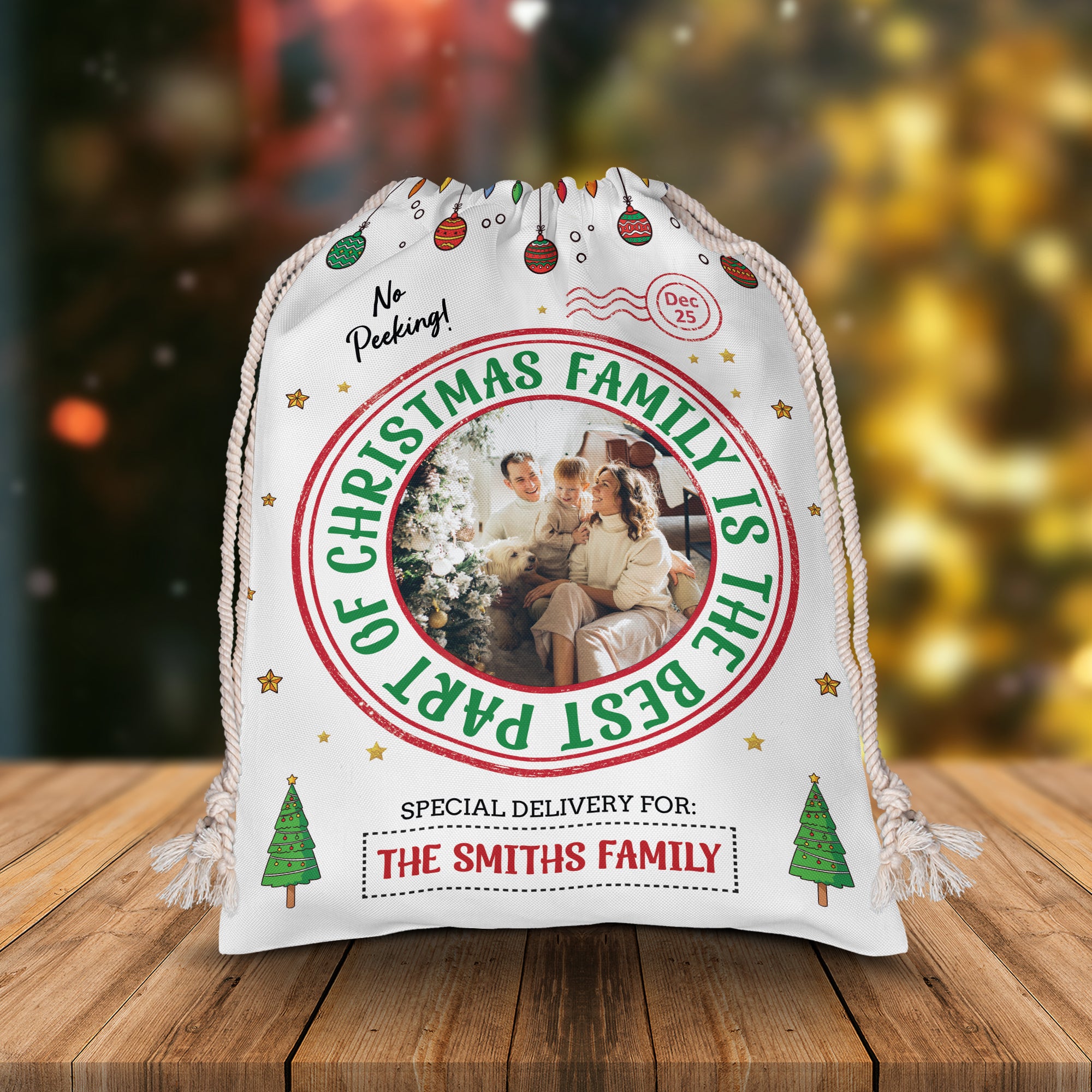 Family Is The Best Part Of Christmas- Personalized String Bag, Christmas Gift, Gift For Family