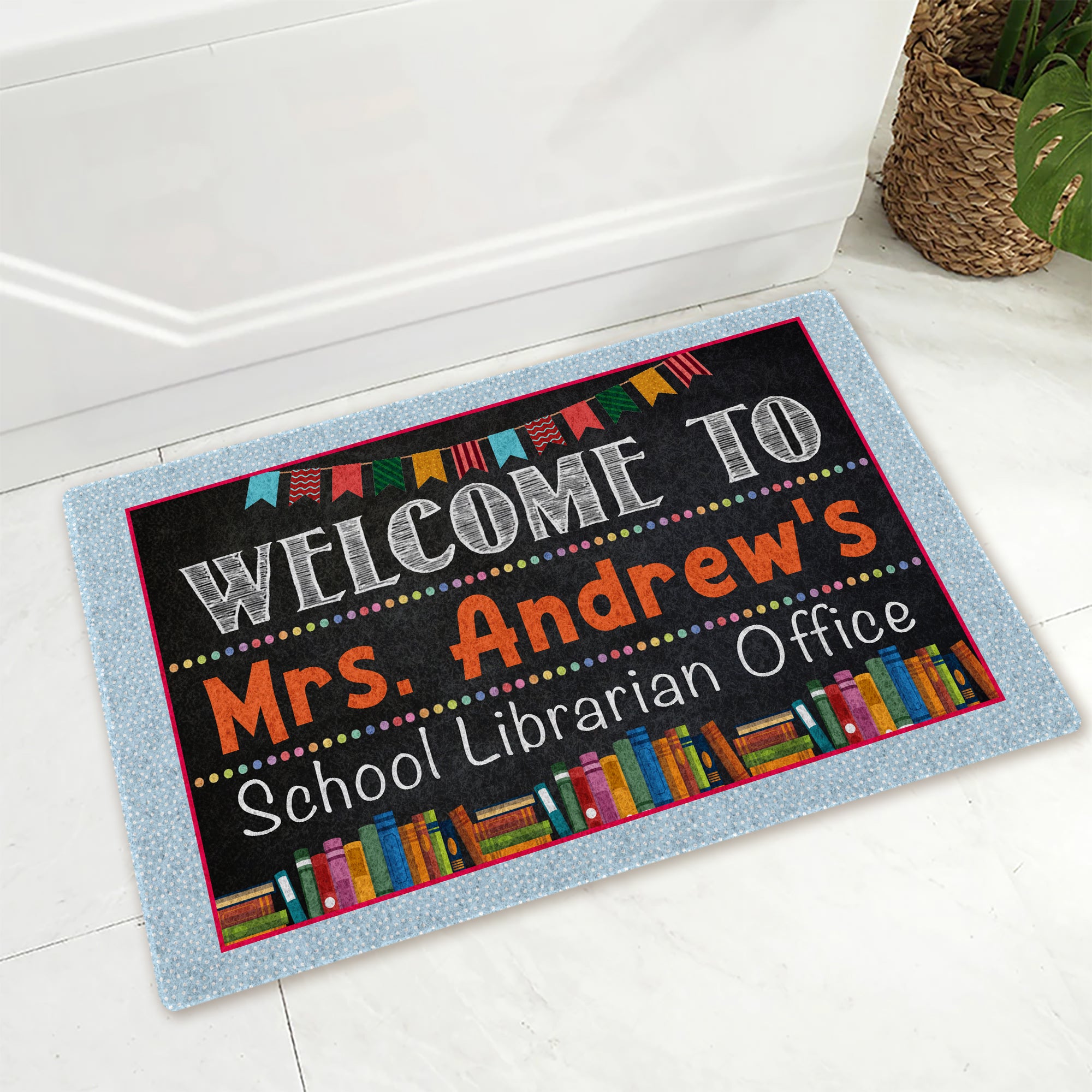 Welcome To School Librarian Office - Custom Name - Personalized Doormat