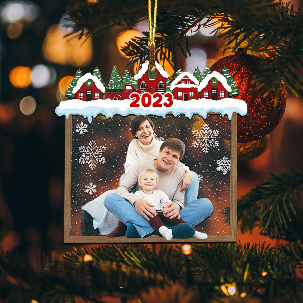 Christmas House Family - Custom Photo Christmas Gift - Personalized Acrylic Ornament