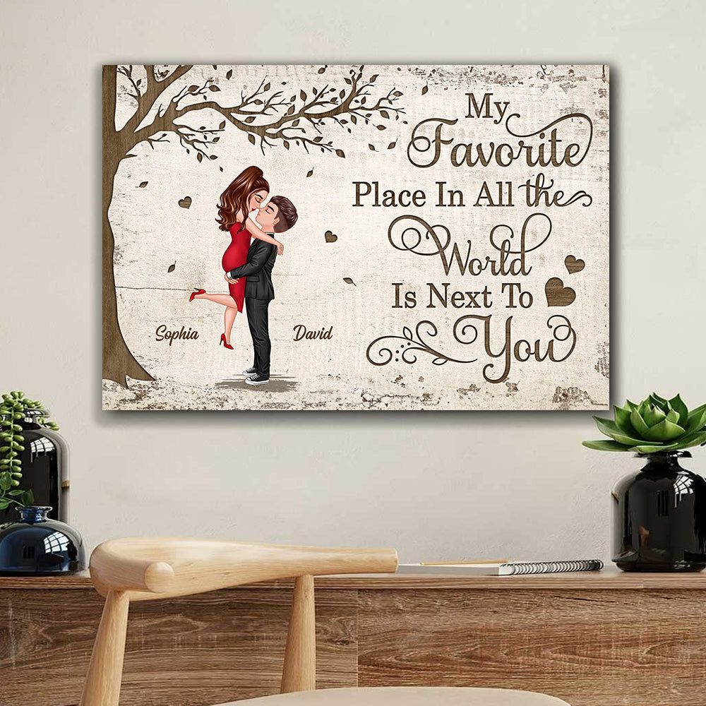 My Favorite Place In The World Is Next To You - Personalized Appearances And Texts Canvas - Family Decor, Couple Gift