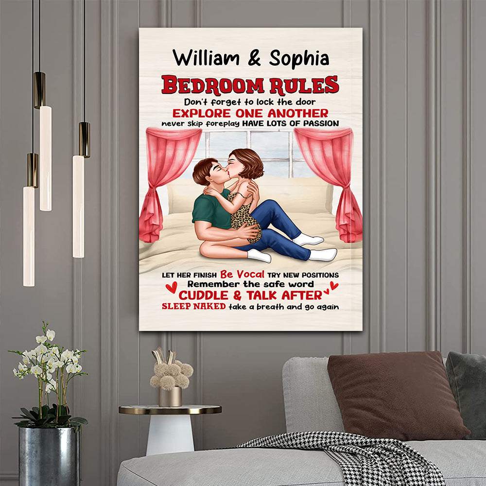 Couple Room Canvas, Bedroom Rules, Personalized Canvas, Gift For Family, Gift For Couple, Home Decor