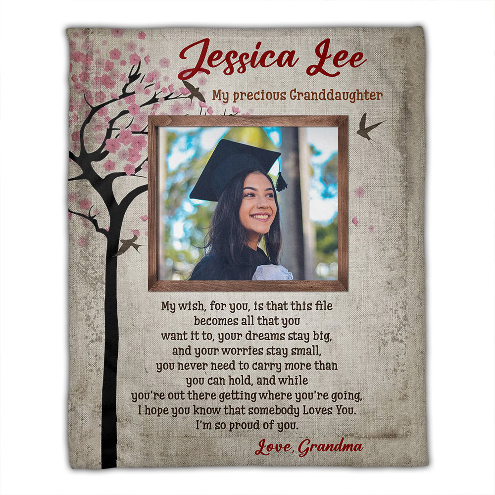 My Precious I'm So Proud Of You, Personalized Photo And Texts - Personalized Fleece Blanket, Graduation Gift
