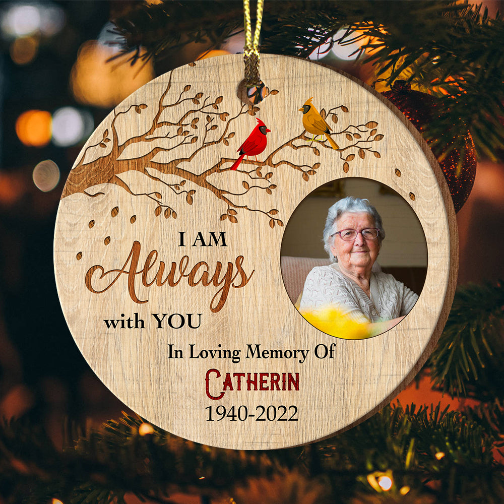 I'm Always With You In Loving Memory - Custom Photo And Name - Personalized Custom Shaped Wooden Ornament, Memorial Gift, Gift For Family