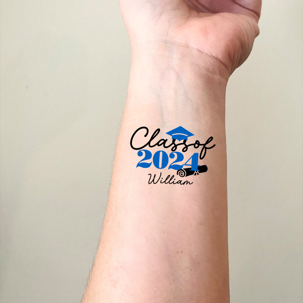 Class Of 2024, Custom Temporary Tattoo With Personalized Name, Fake Tattoo, Graduation Gift