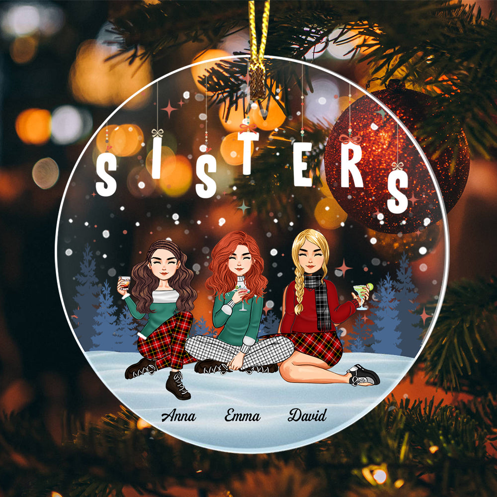 Girls Friendship, Sisters - Custom Appearances, Quote And Names Christmas Gift - Personalized Acrylic Ornament