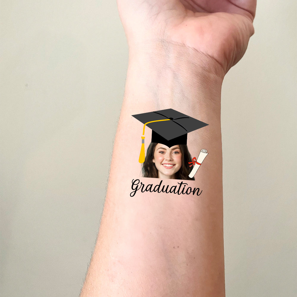 Congrats Class, Custom Temporary Tattoo With Personalized Photo, Fake Tattoo, Graduation Gift