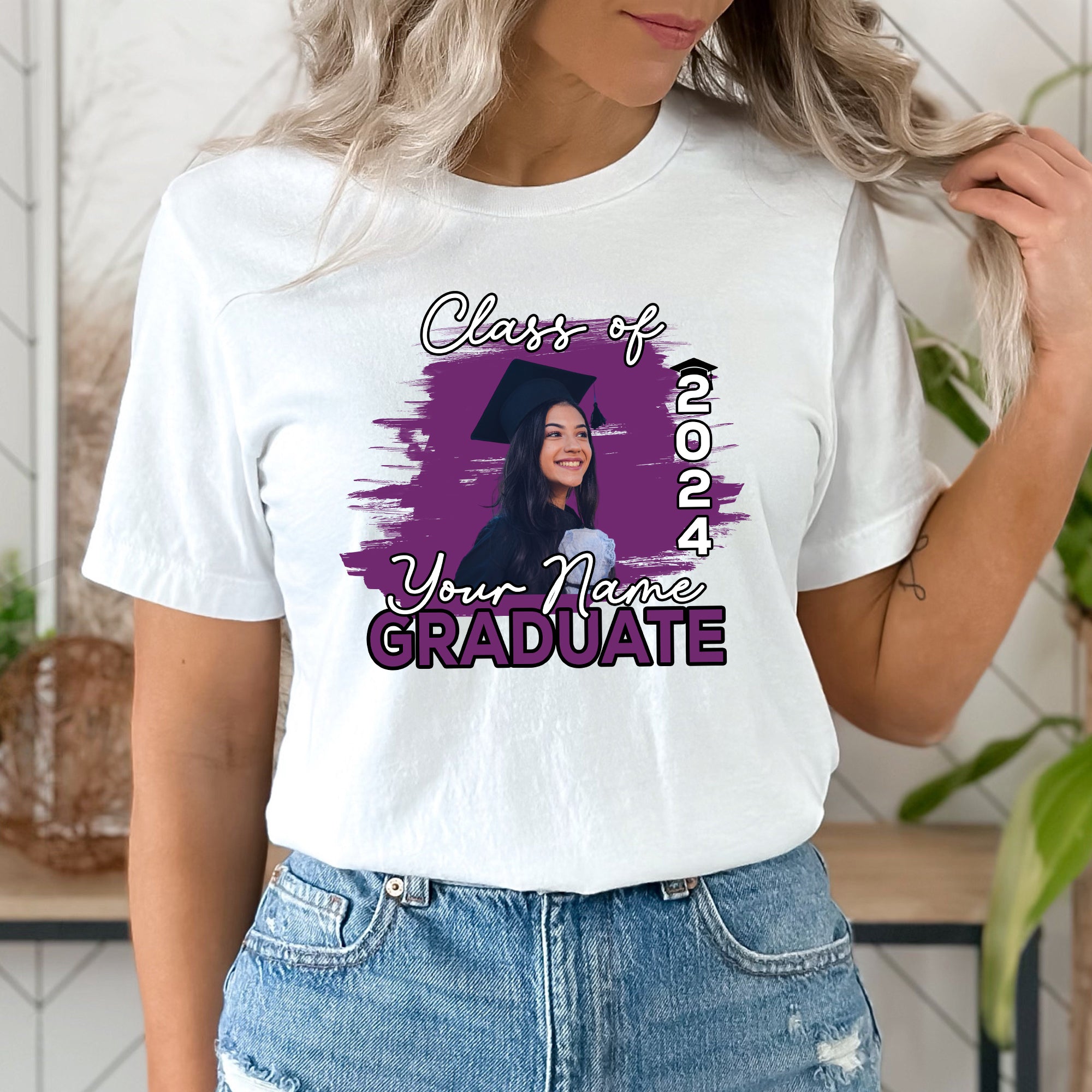 Class Of 2024 Graduate, Custom Photo And Name - Gift For Graduation - Personalized T-Shirt
