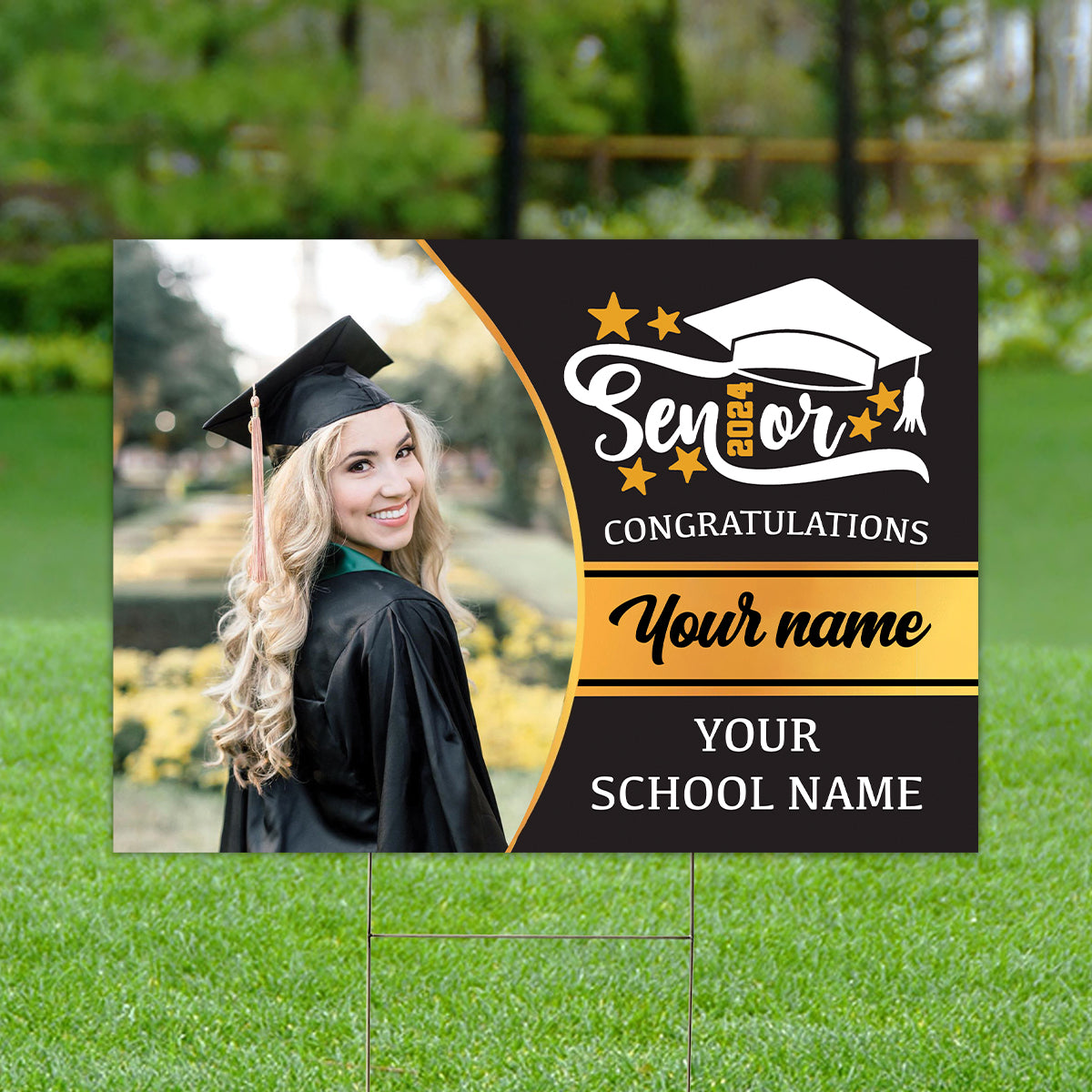 Congratulation Senior 2024, Custom Photo And Texts, Personalized Lawn Sign, Yard Sign, Gift For Graduation