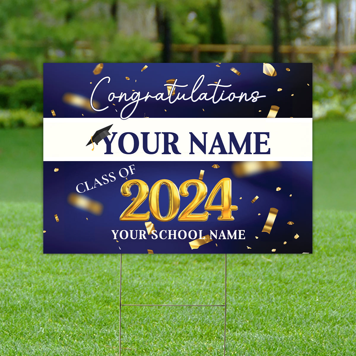 Congratulation Graduated, Custom Texts Graduation - Personalized Lawn Sign, Yard Sign, Graduation Gift