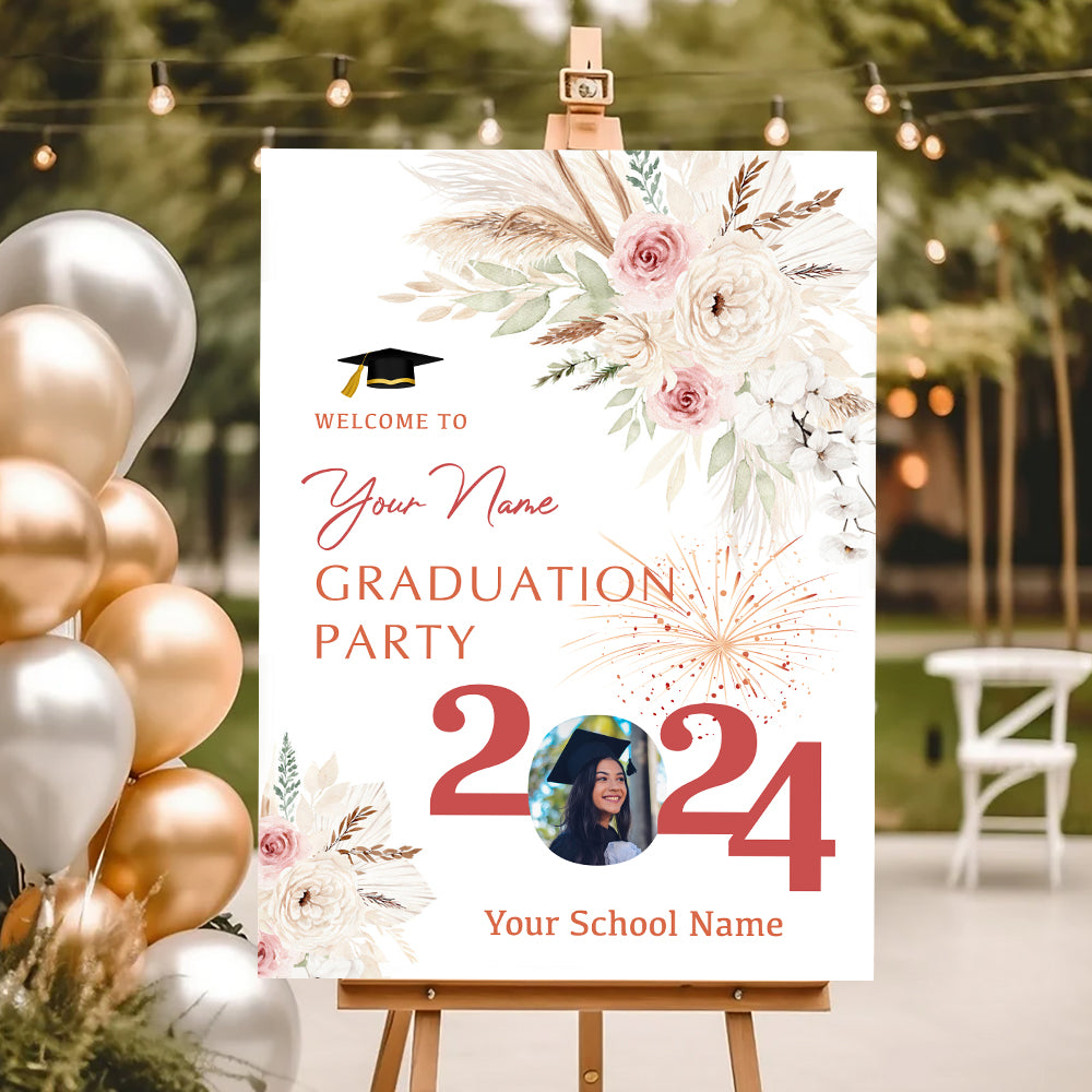 Graduation Party 2024 Custom Party Welcome Sign - Custom Photo Grad Party Sign - Personalized Graduation Decoration - Graduation Sign