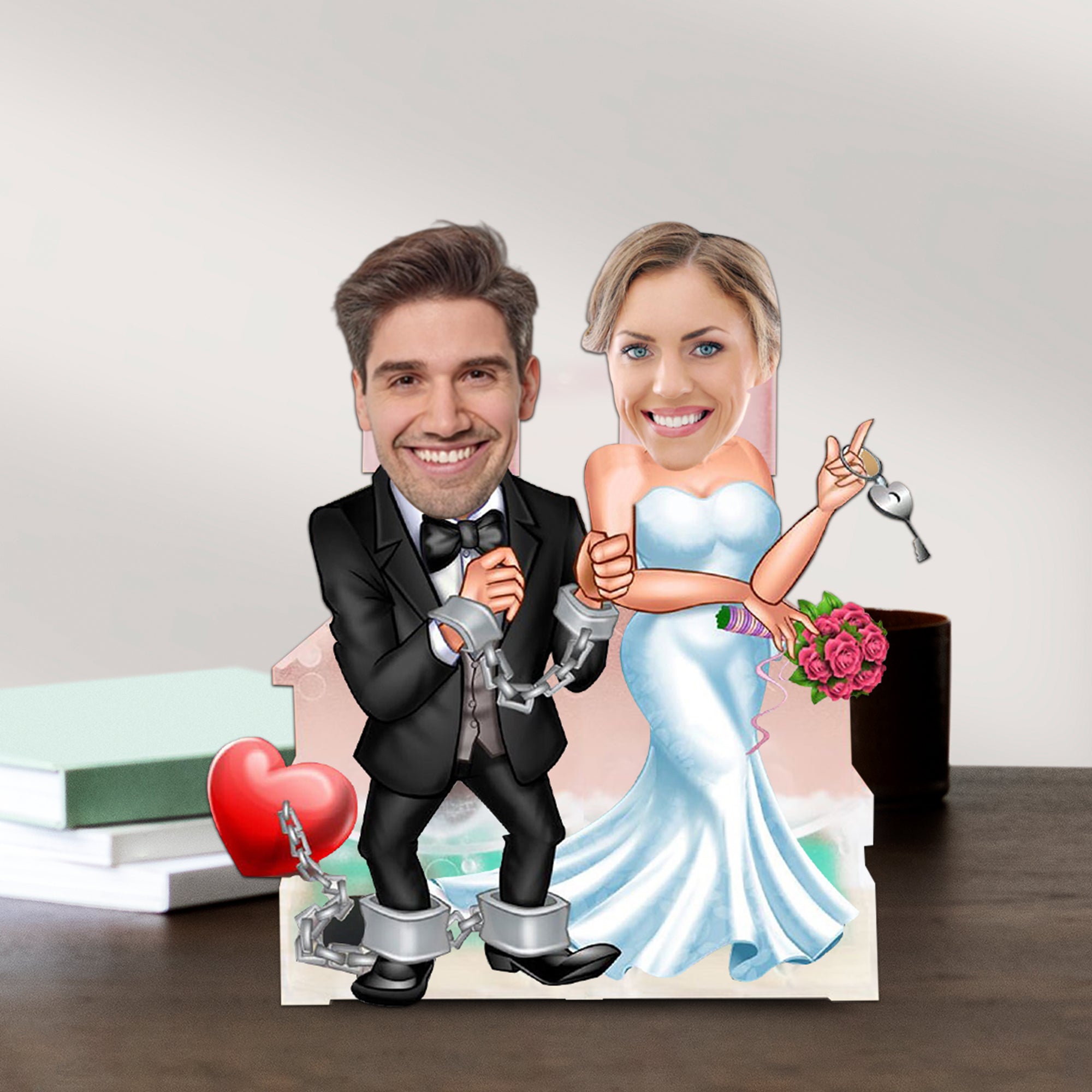 Wedding Couple, Custom Face Photo Funny Gift, Personalized Acrylic Wiggle Stand