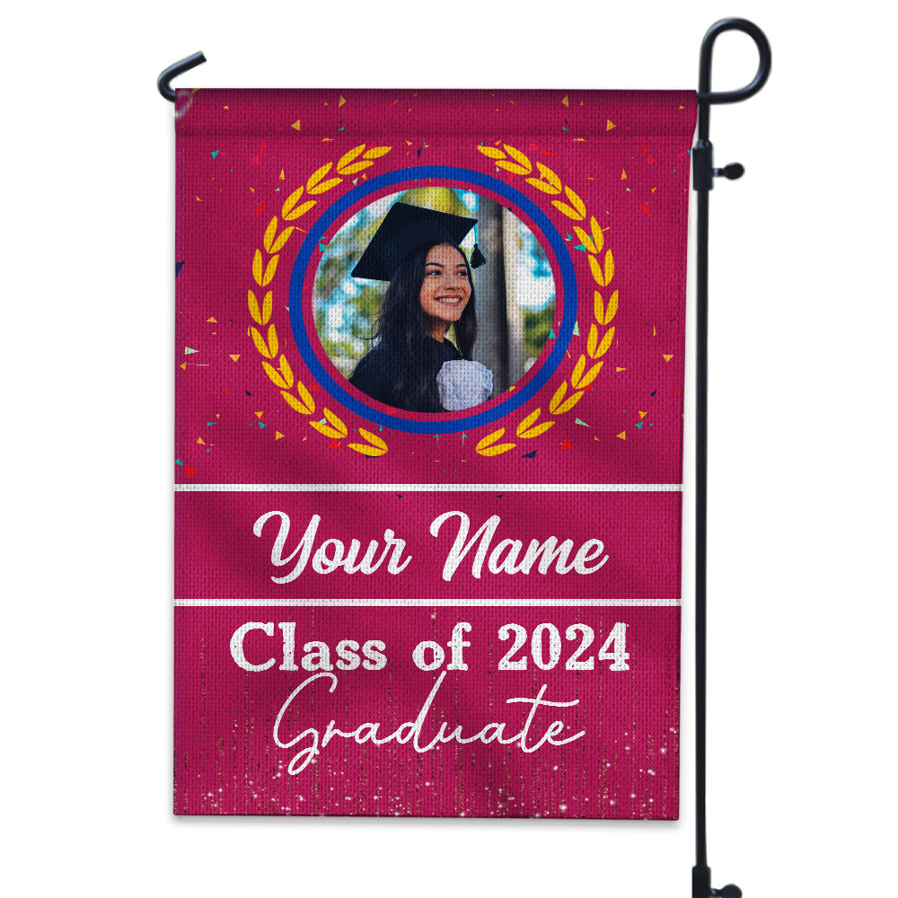 Class Of 2024 Graduate - Custom Photo And Your Name Graduation Flag, Gift For Graduation