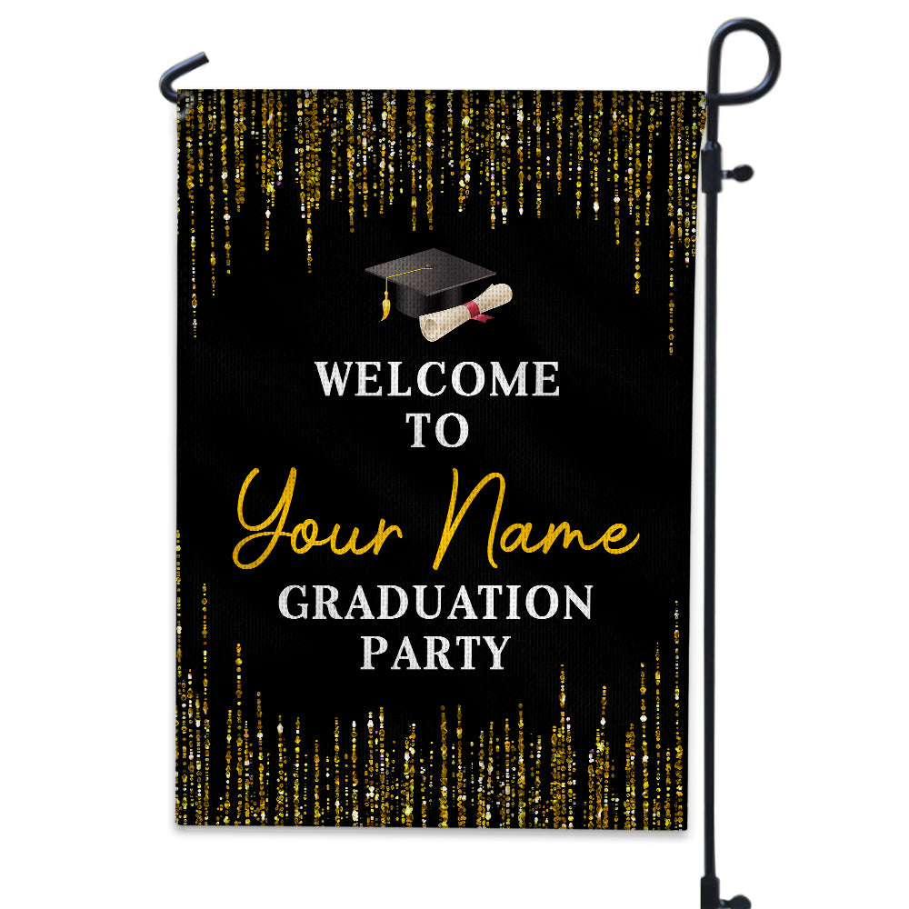 Welcome To Graduation Party - Custom Name Graduation Flag, Gift For Graduation