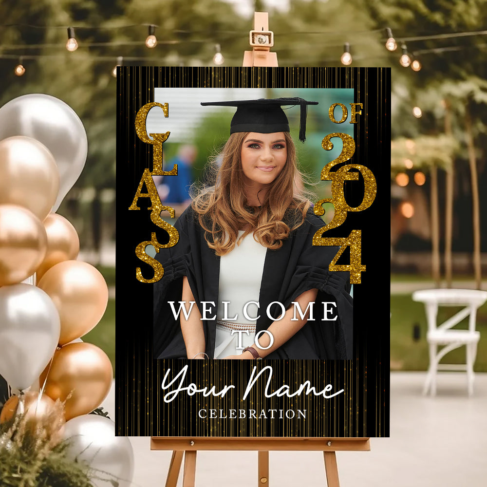 Welcome To Party Class Of 2024 Custom Party Welcome Sign - Custom Photo Grad Party Sign - Personalized Graduation Decoration - Graduation Sign