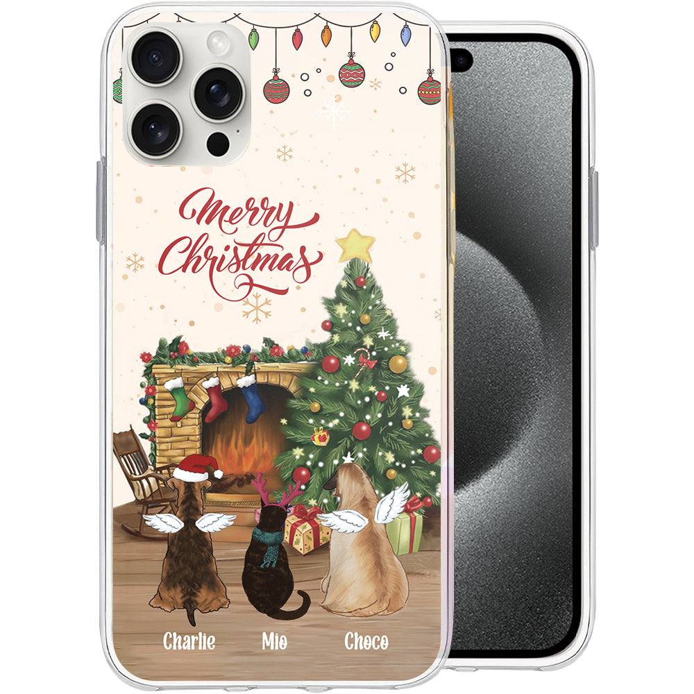 Merry Christmas With Backview Pet, Custom Pet And Name - Personalized Phone Case, Christmas Gift For Pet Lover