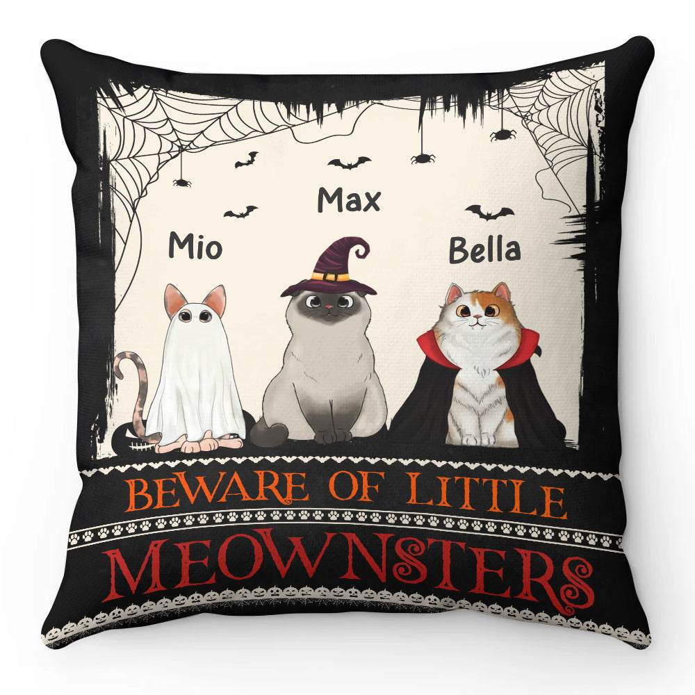 Beware Of Little Meownster - Personalized Pillow, Halloween Decor Gift, Cat Lovers Gift, Halloween Gift