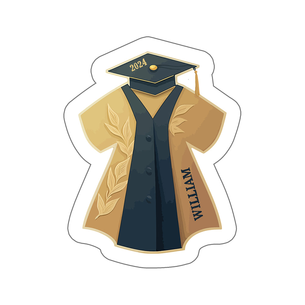 Graduation Regalia - Custom Name And Year - Personalized Sticker, Gift For Graduation