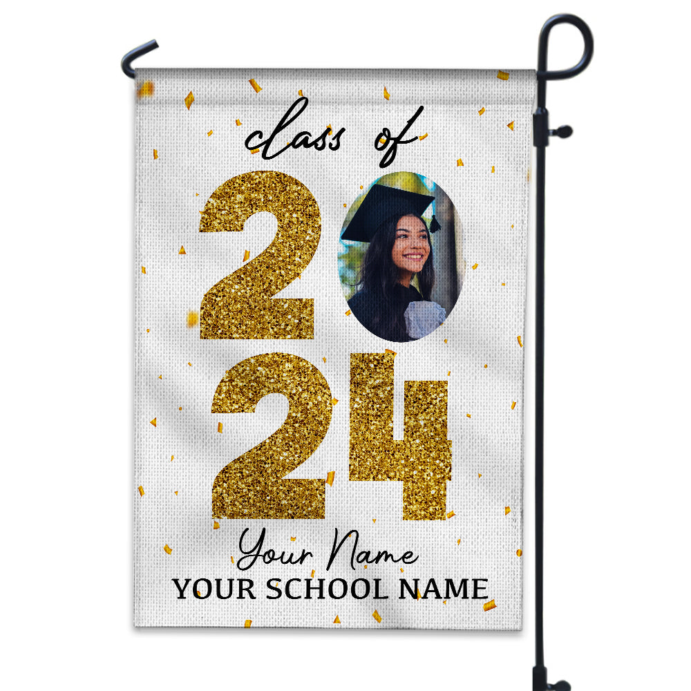 Class Of 2024- Custom Photo, Your Name, School Name Graduation Flag, Gift For Graduation