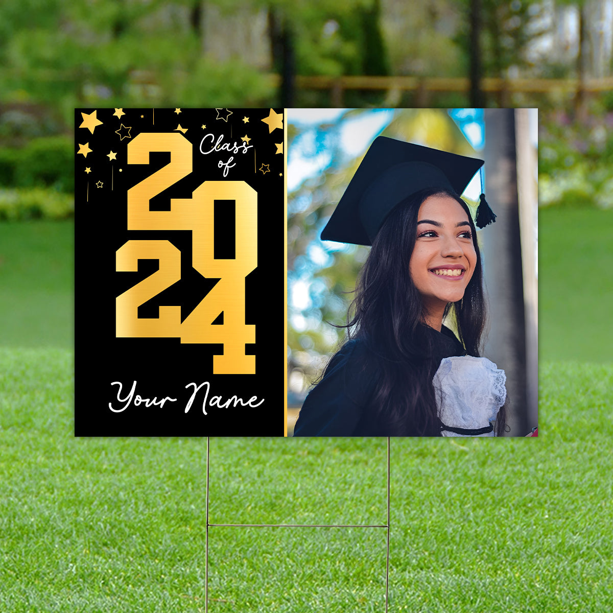 Class Of 2024, Custom Photo And Your Name, Personalized Lawn Sign, Yard Sign, Gift For Graduation