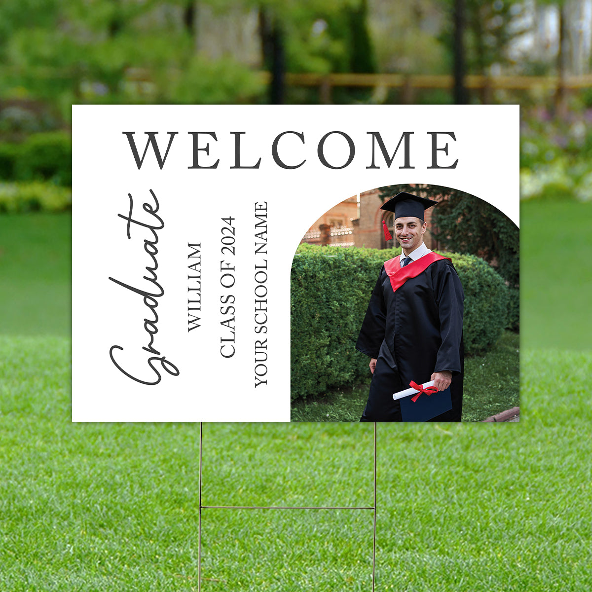 Welcome Graduate, Custom Photo And Texts Graduation - Personalized Lawn Sign, Yard Sign, Graduation Gift