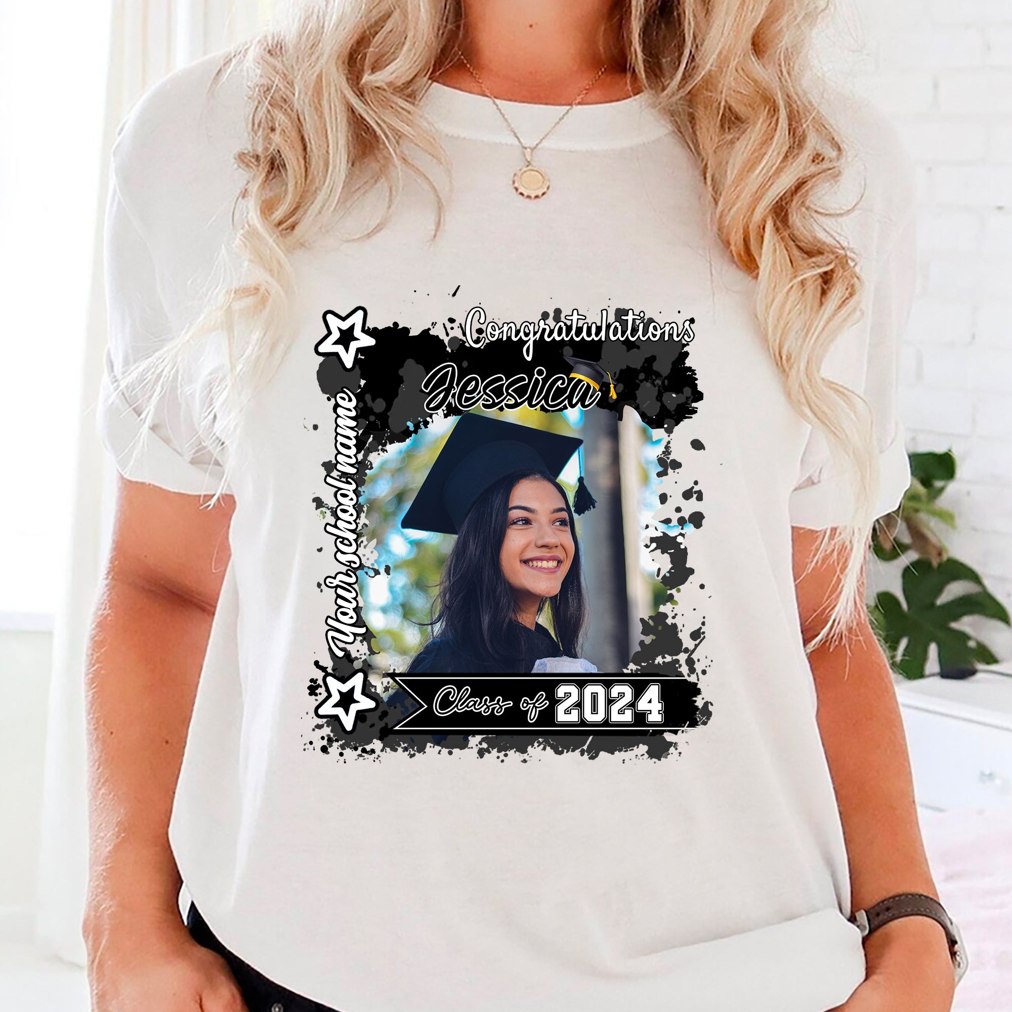 Congratulations Class Of 2024, Custom Color, Photo And Texts - Gift For Graduation - Personalized T-Shirt