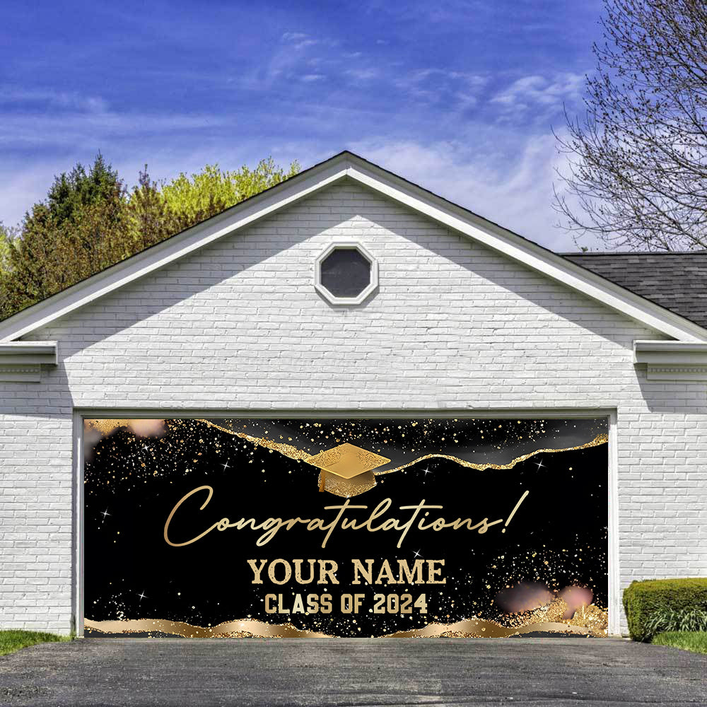 Congratulations Class Of 2024 - Personalized Your Name Single Garage, Garage Door Banner Covers - Banner Decorations