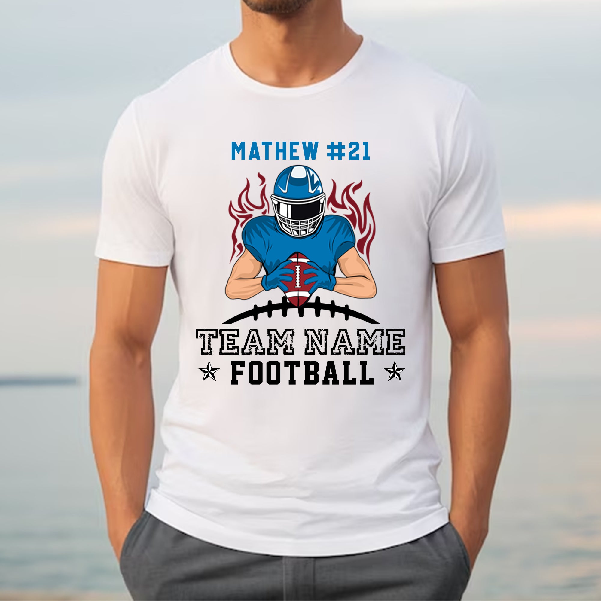 Football Team - Custom Appearance And Name - Personalized T-Shirt - Football Lovers