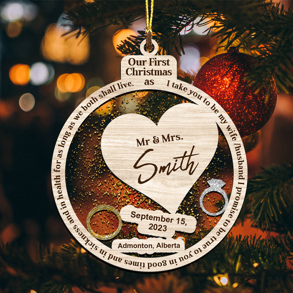 Our First Christmas As Mr. & Mrs. Personalized Ornament - Christmas Gift For Couple - Custom Shaker Ornament
