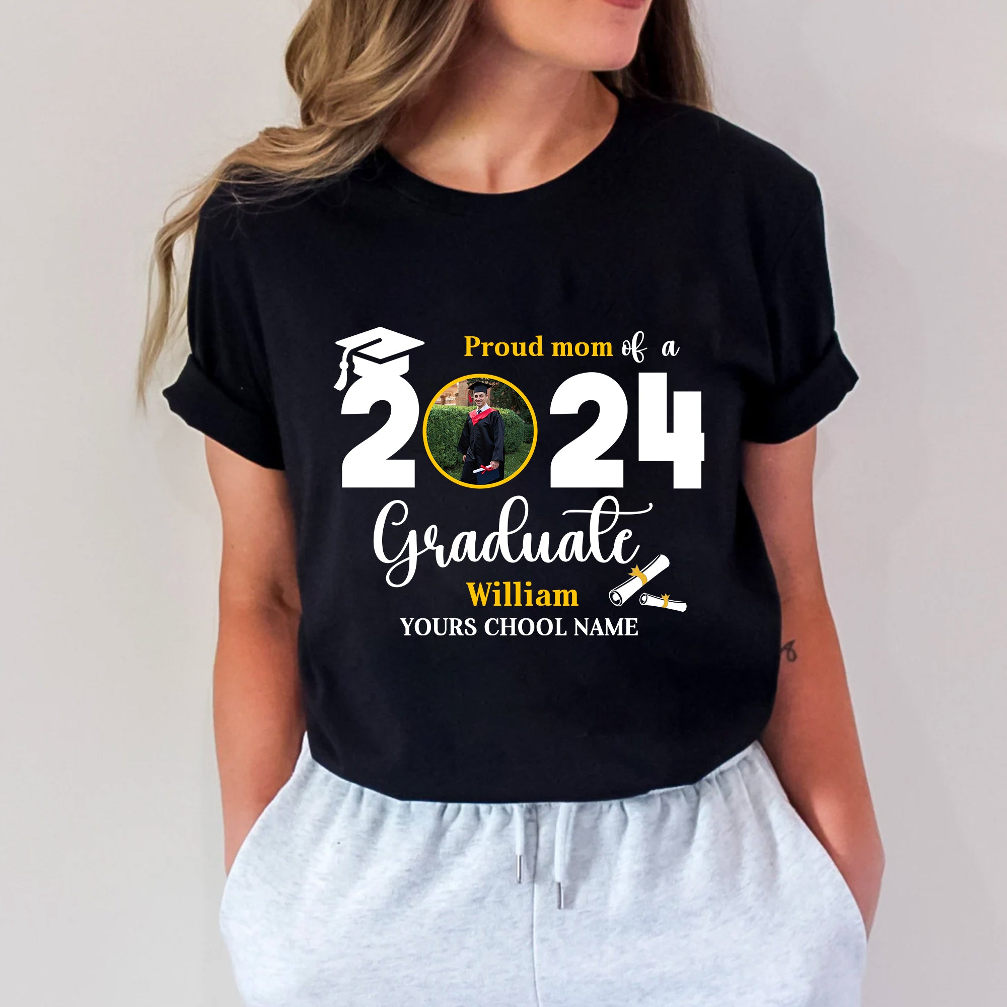 2024 Graduate, Custom Photo And Texts - Gift For Graduation - Personalized T-Shirt