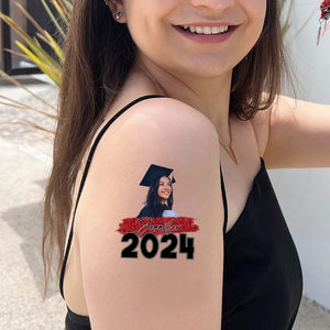 Graduation 2024, Custom Temporary Tattoo With Personalized Quote Color, Photo And Name, Fake Tattoo, Graduation Gift
